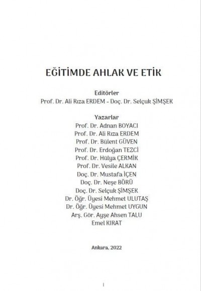 EĞİTİMDE AHLAK VE ETİK