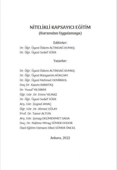 NİTELİKLİ KAPSAYICI EĞİTİM (Kuramdan Uygulamaya)