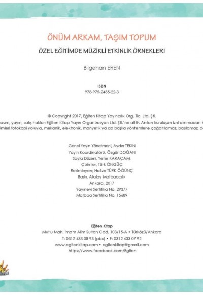 ÖNÜM ARKAM TAŞIM TOPUM (Özel Eğitimde Müzikli Etkinlik Örnekleri) - Bilgehan Eren