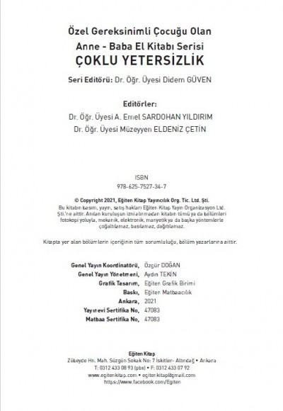 Özel Gereksinimli Çocuğu Olan Anne - Baba El Kitabı Serisi ÇOKLU YETERSİZLİK