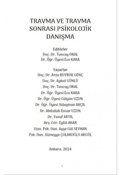 TRAVMA VE TRAVMA SONRASI PSİKOLOJİK DANIŞMA