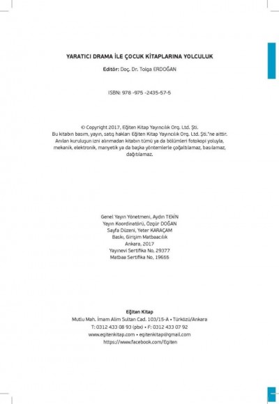 YARATICI DRAMA İLE ÇOCUK KİTAPLARINA YOLCULUK - Ed; Tolga Erdoğan