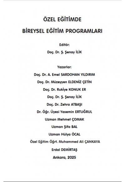 ÖZEL EĞİTİMDE BİREYSEL EĞİTİM PROGRAMLARI