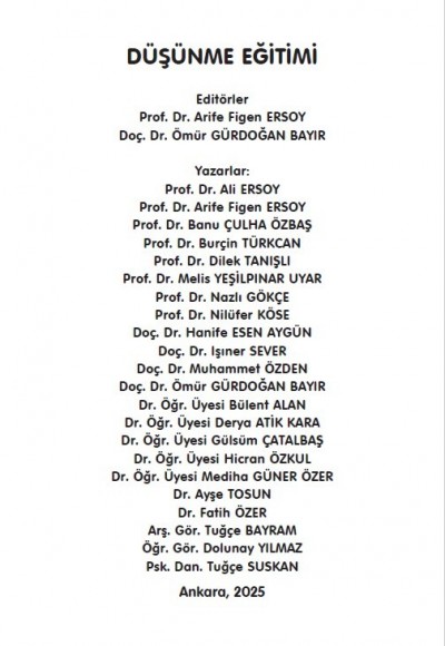 DÜŞÜNME EĞİTİMİ