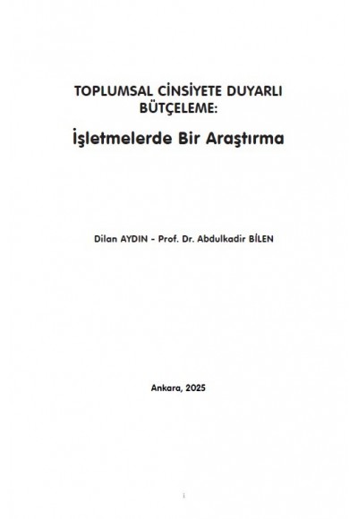 TOPLUMSAL CİNSİYETE DUYARLI BÜTÇELEME: İşletmelerde Bir Araştırma