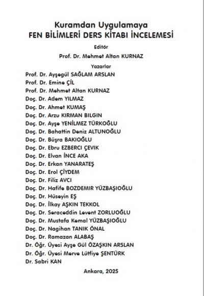 Kuramdan Uygulamaya FEN BİLİMLERİ DERS KİTABI İNCELEMESİ