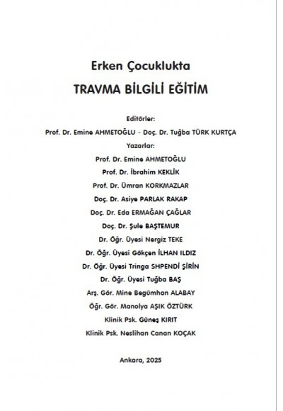 Erken Çocuklukta  TRAVMA BİLGİLİ EĞİTİM