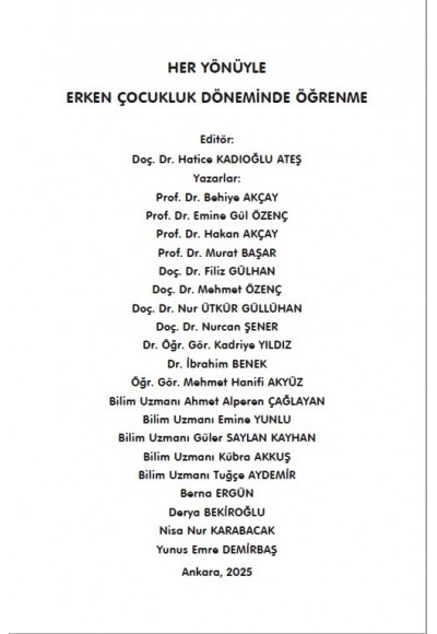 HER YÖNÜYLE ERKEN ÇOCUKLUK DÖNEMİNDE ÖĞRENME