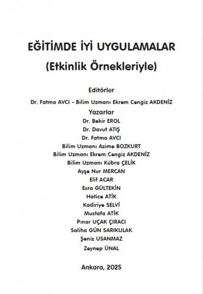 EĞİTİMDE İYİ UYGULAMALAR (Etkinlik Örnekleriyle)