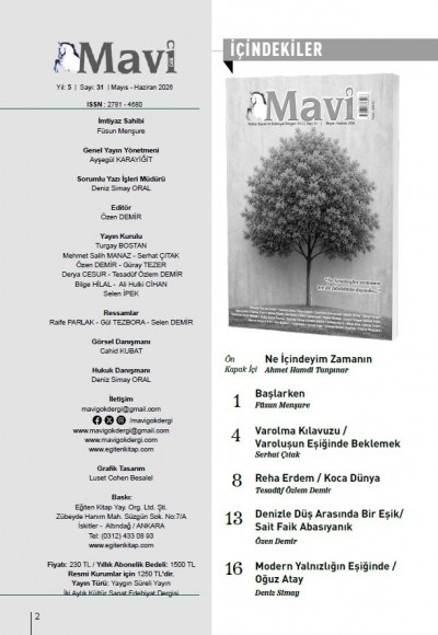 MAVİ GÖK SAYI: 31 KÜLTÜR - SANAT - EDEBİYAT DERGİSİ