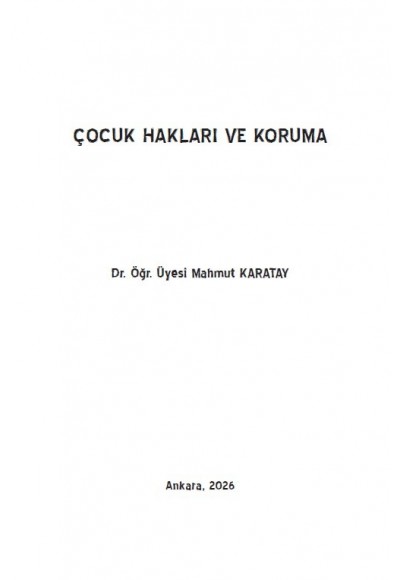 ÇOCUK HAKLARI VE KORUMA 